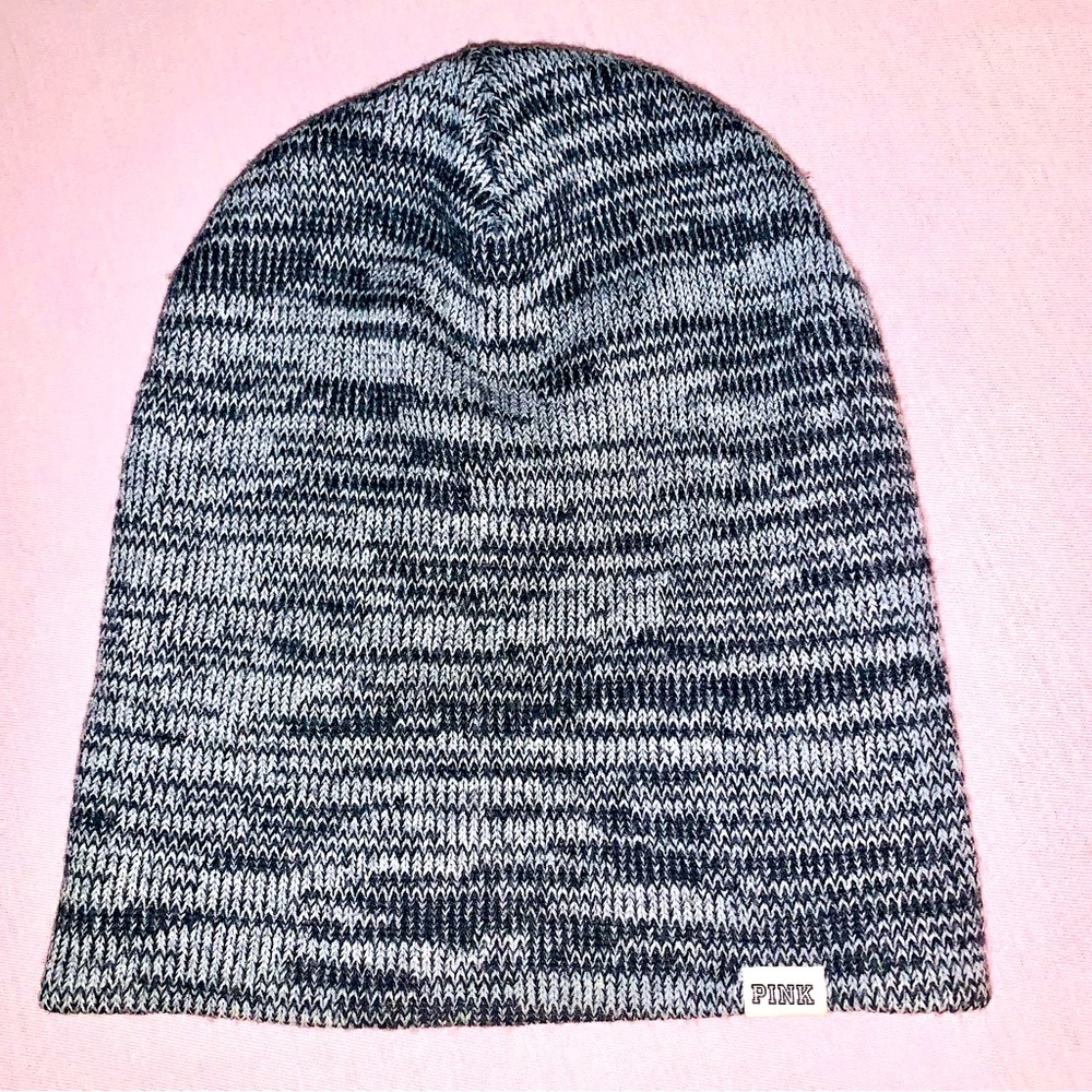 Black & Gray Beanie | PINK | Victorias Secret | One Size | Free with Purchase